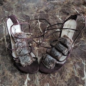 Anne Michelle strap up suede size 8 heels